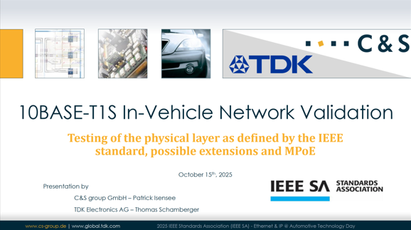 C&S Group GmbH und TDK Electronics präsentieren gemeinsam auf dem Ethernet & IP @ Automotive Technology Day