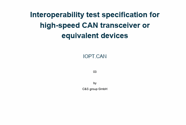 New Version of CAN Physical Layer Interoperability Tests (IOPT.CAN) is available