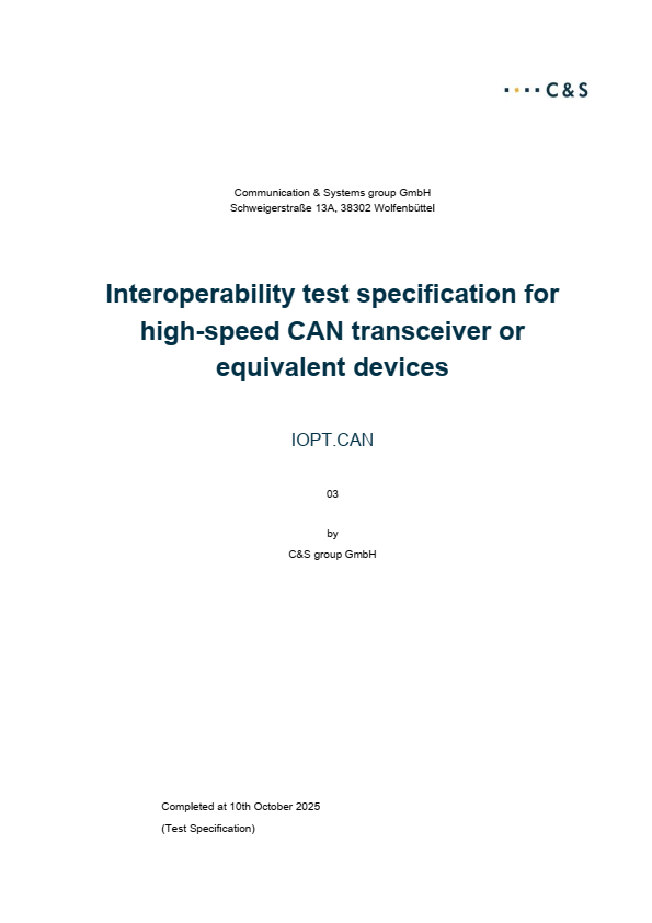New Version of CAN Physical Layer Interoperability Tests (IOPT.CAN) is available
